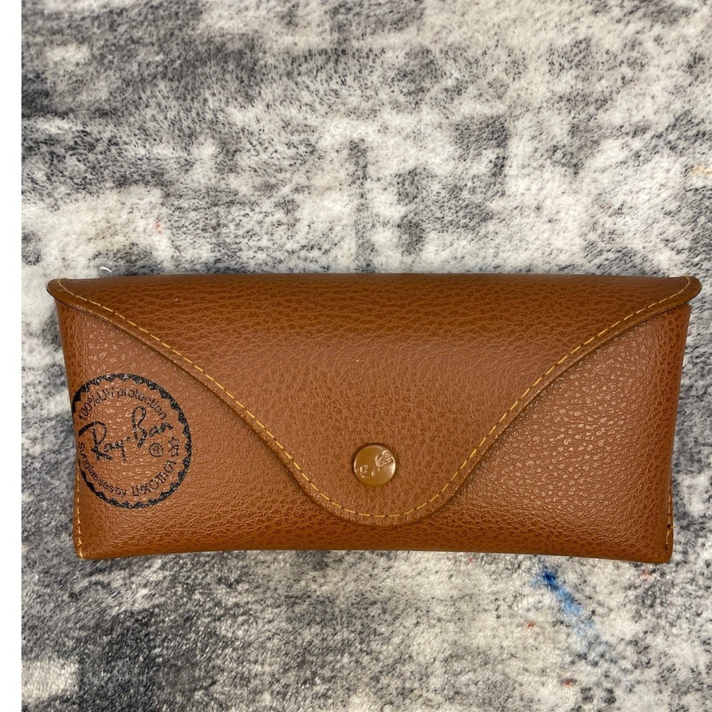 Ray-Ban Unisex OS Brown Faux Leather Snap Closure Sunglasses Case Protective